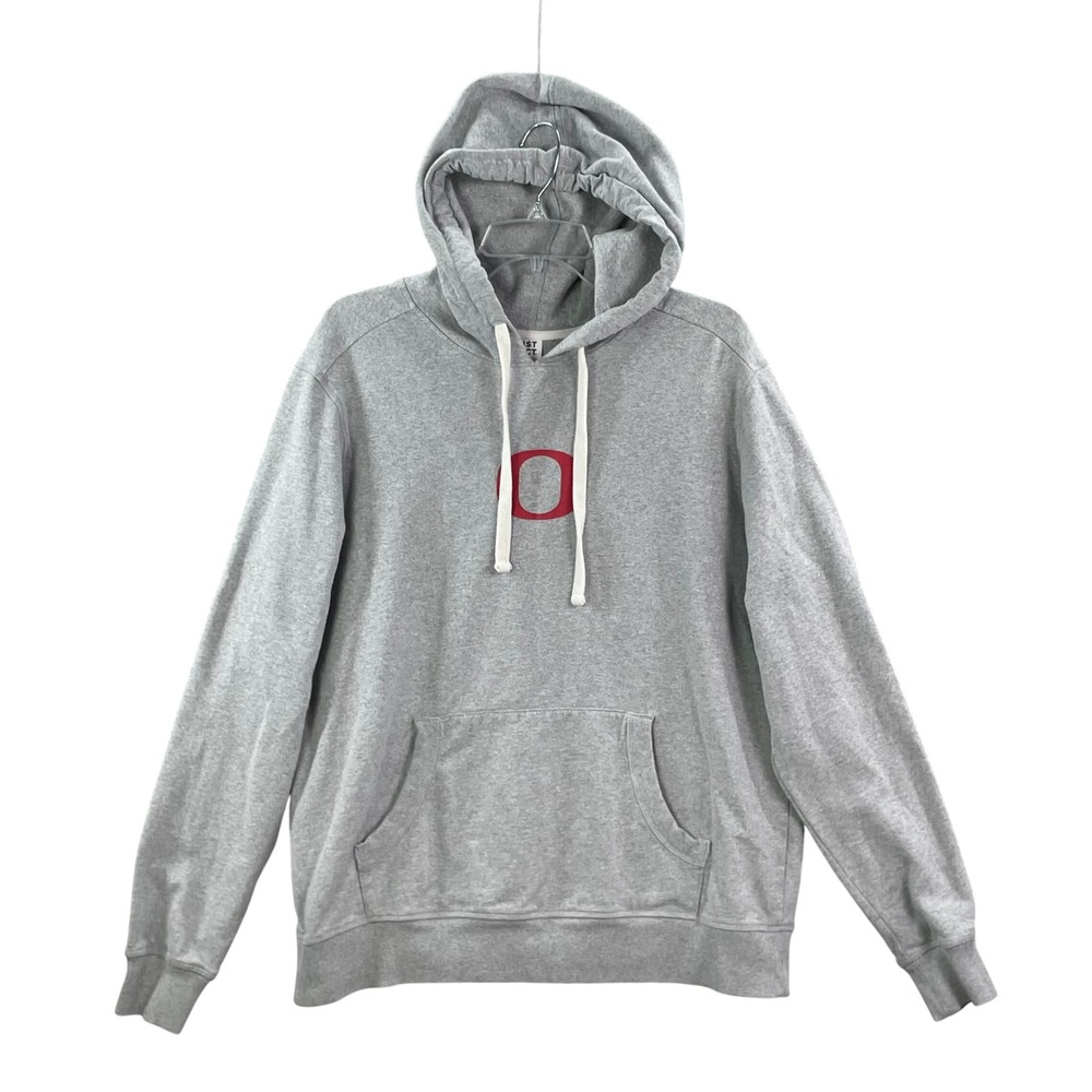 District Re-Fleece Hoodie Mens Large Grey Owyhee Basketball Recycled Sweatshirt